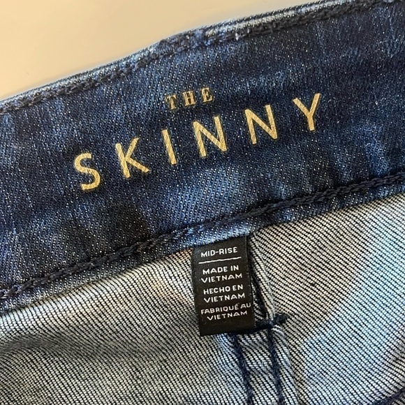 White House Black Market Womens Mid Rise Blue Zebra Print The Skinny Jeans 6 - Picture 5 of 8